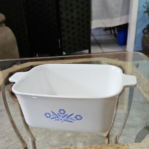 Corningwear Cornflower White Baking Dish with Blue Floral Design